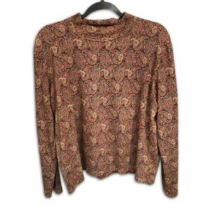 Vintage Paisley Mock Neck Jones New York 70s Hippie vibe Long Sleeves